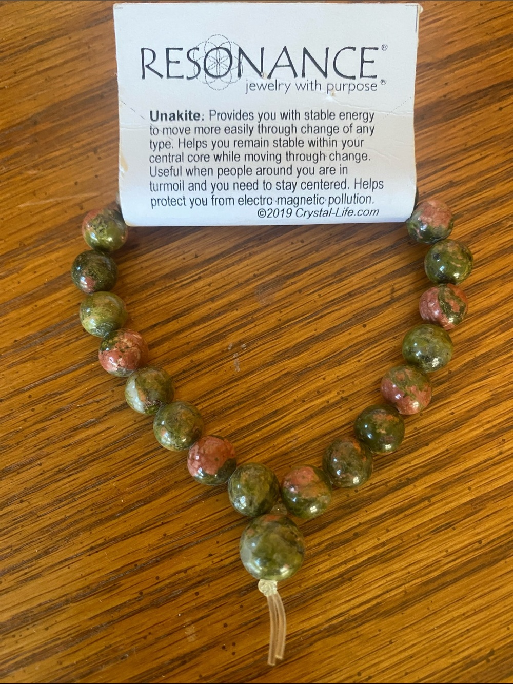 Unakite Beaded Stretch Bracelet - Green & Pink